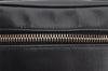 Authentic CHANEL Calf Skin Bicolore Vanity Hand Bag Purse Black CC Logo 5880J