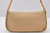 Authentic Christian Dior Maris Pearl Shoulder Hand Bag Nylon Leather Beige 5880K