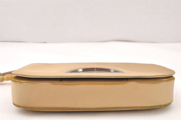 Authentic Christian Dior Maris Pearl Shoulder Hand Bag Nylon Leather Beige 5880K