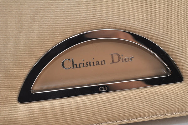 Authentic Christian Dior Maris Pearl Shoulder Hand Bag Nylon Leather Beige 5880K