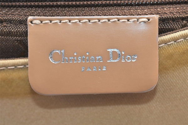 Authentic Christian Dior Maris Pearl Shoulder Hand Bag Nylon Leather Beige 5880K