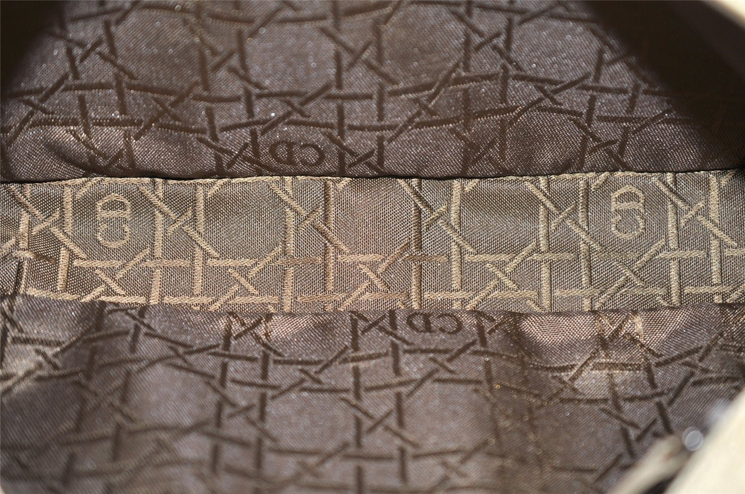 Authentic Christian Dior Maris Pearl Shoulder Hand Bag Nylon Leather Beige 5880K