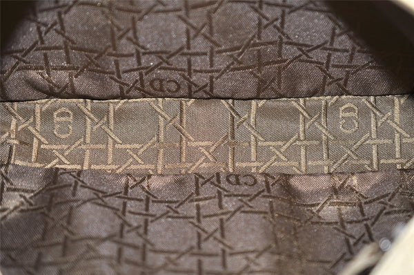 Authentic Christian Dior Maris Pearl Shoulder Hand Bag Nylon Leather Beige 5880K
