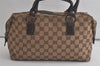 Authentic GUCCI Hand Boston Bag Purse GG Canvas Leather 113009 Brown 5881K