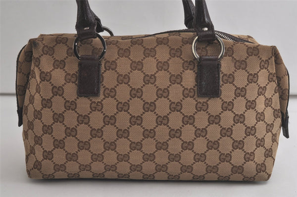 Authentic GUCCI Hand Boston Bag Purse GG Canvas Leather 113009 Brown 5881K