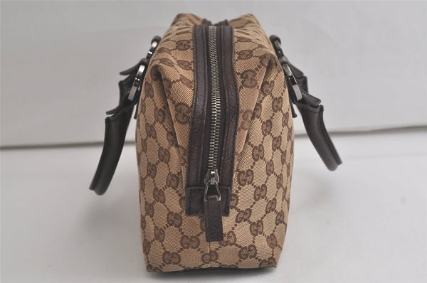 Authentic GUCCI Hand Boston Bag Purse GG Canvas Leather 113009 Brown 5881K