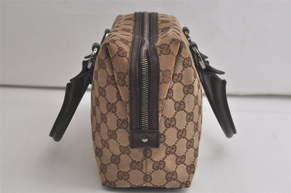 Authentic GUCCI Hand Boston Bag Purse GG Canvas Leather 113009 Brown 5881K