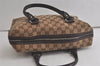 Authentic GUCCI Hand Boston Bag Purse GG Canvas Leather 113009 Brown 5881K