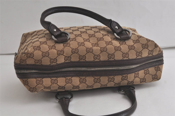 Authentic GUCCI Hand Boston Bag Purse GG Canvas Leather 113009 Brown 5881K