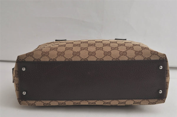 Authentic GUCCI Hand Boston Bag Purse GG Canvas Leather 113009 Brown 5881K