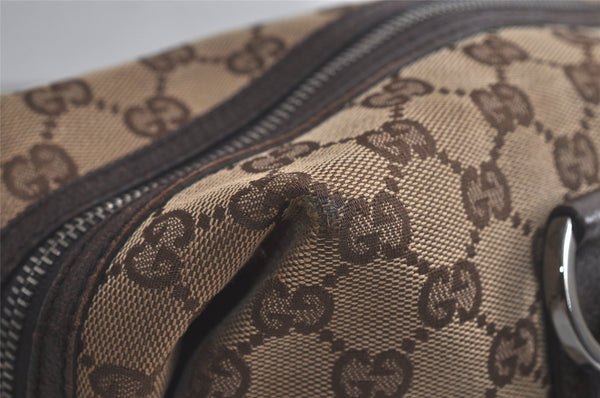 Authentic GUCCI Hand Boston Bag Purse GG Canvas Leather 113009 Brown 5881K
