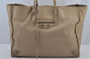 Authentic BALENCIAGA Paper A4 Shoulder Hand Tote Bag Leather 236701 Beige 5883J