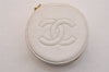 Authentic CHANEL Vintage Caviar Skin CoCo Mark Accessory Box Pouch White 5884J