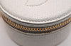 Authentic CHANEL Vintage Caviar Skin CoCo Mark Accessory Box Pouch White 5884J