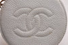 Authentic CHANEL Vintage Caviar Skin CoCo Mark Accessory Box Pouch White 5884J