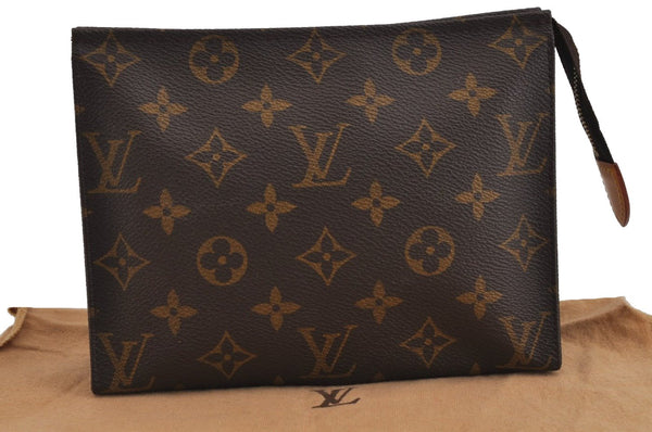 Authentic Louis Vuitton Monogram Poche Toilette 19 M47544 Cosmetics Pouch 5885J