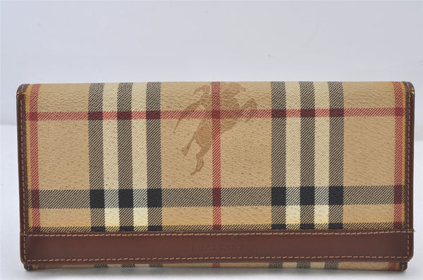 Authentic BURBERRY Vintage Nova Check Long Wallet Purse PVC Leather Beige 5885K