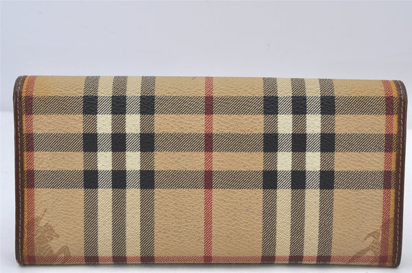 Authentic BURBERRY Vintage Nova Check Long Wallet Purse PVC Leather Beige 5885K