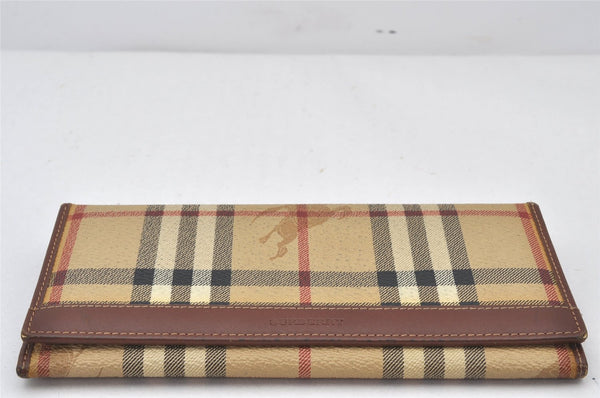 Authentic BURBERRY Vintage Nova Check Long Wallet Purse PVC Leather Beige 5885K