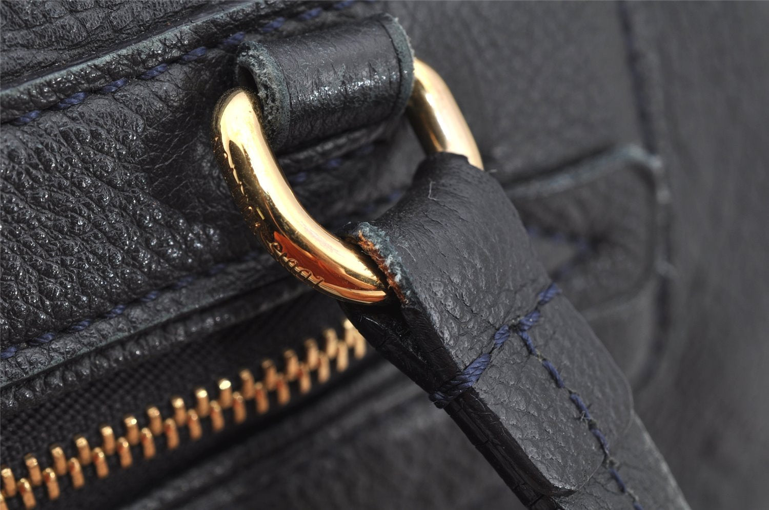 Auth Louis Vuitton Monogram Empreinte Lumineuse PM Tote Bag Navy M93410 LV 5886I