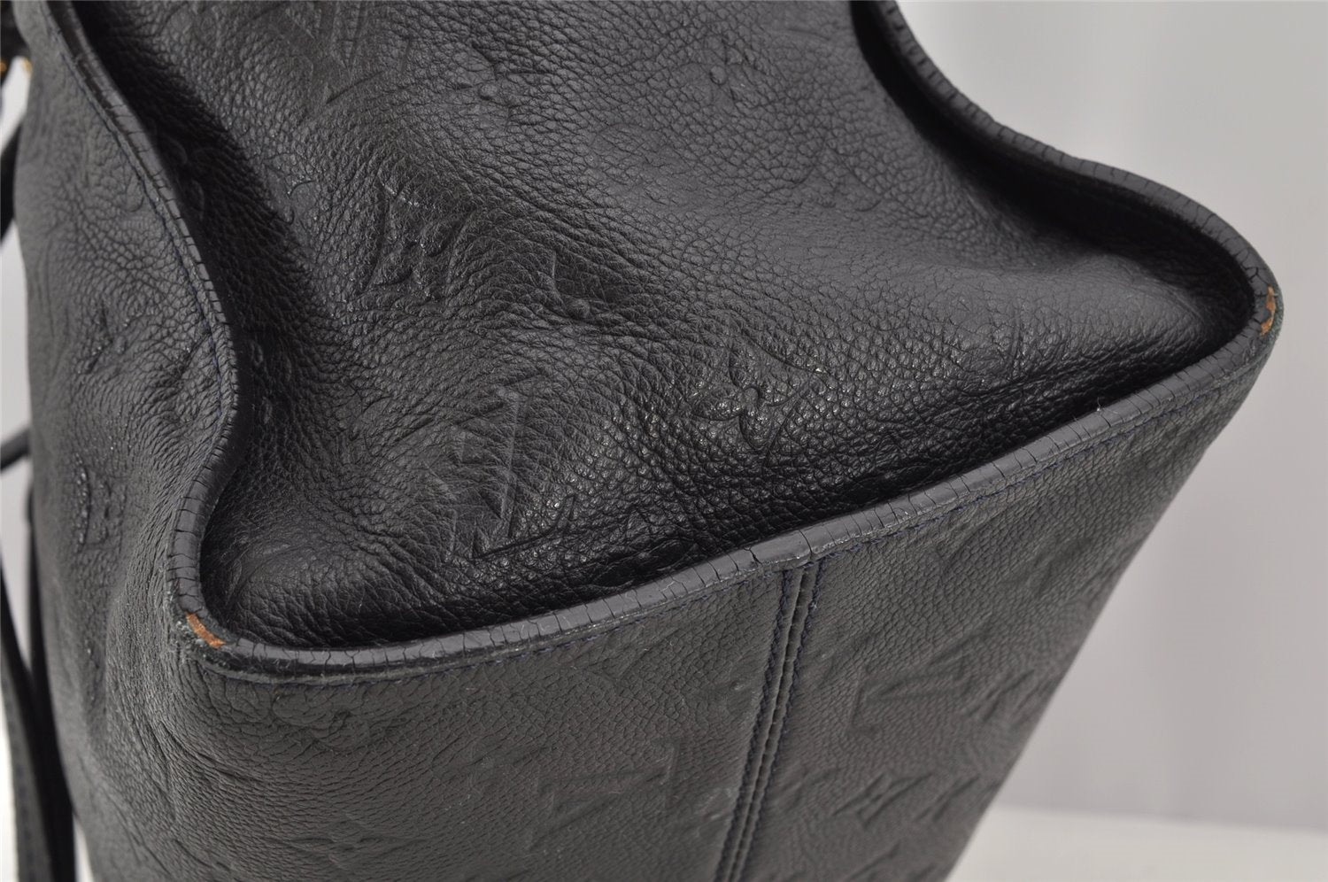 Auth Louis Vuitton Monogram Empreinte Lumineuse PM Tote Bag Navy M93410 LV 5886I