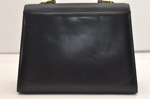 Authentic Salvatore Ferragamo Gancini Leather 2Way Shoulder Bag Black 5886J