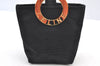 Authentic CELINE Vintage Hand Bag Pouch Purse Nylon Black Box 5888I