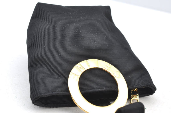 Authentic CELINE Vintage Hand Bag Pouch Purse Nylon Black Box 5888I