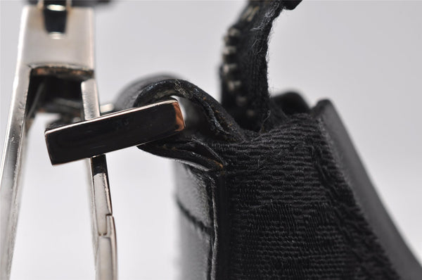 Authentic GUCCI Vintage Shoulder Bag Purse GG Canvas Leather 0000602 Black 5890I