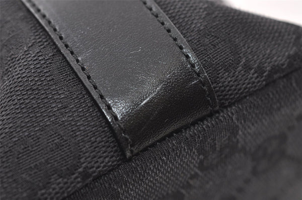 Authentic GUCCI Vintage Shoulder Bag Purse GG Canvas Leather 0000602 Black 5890I