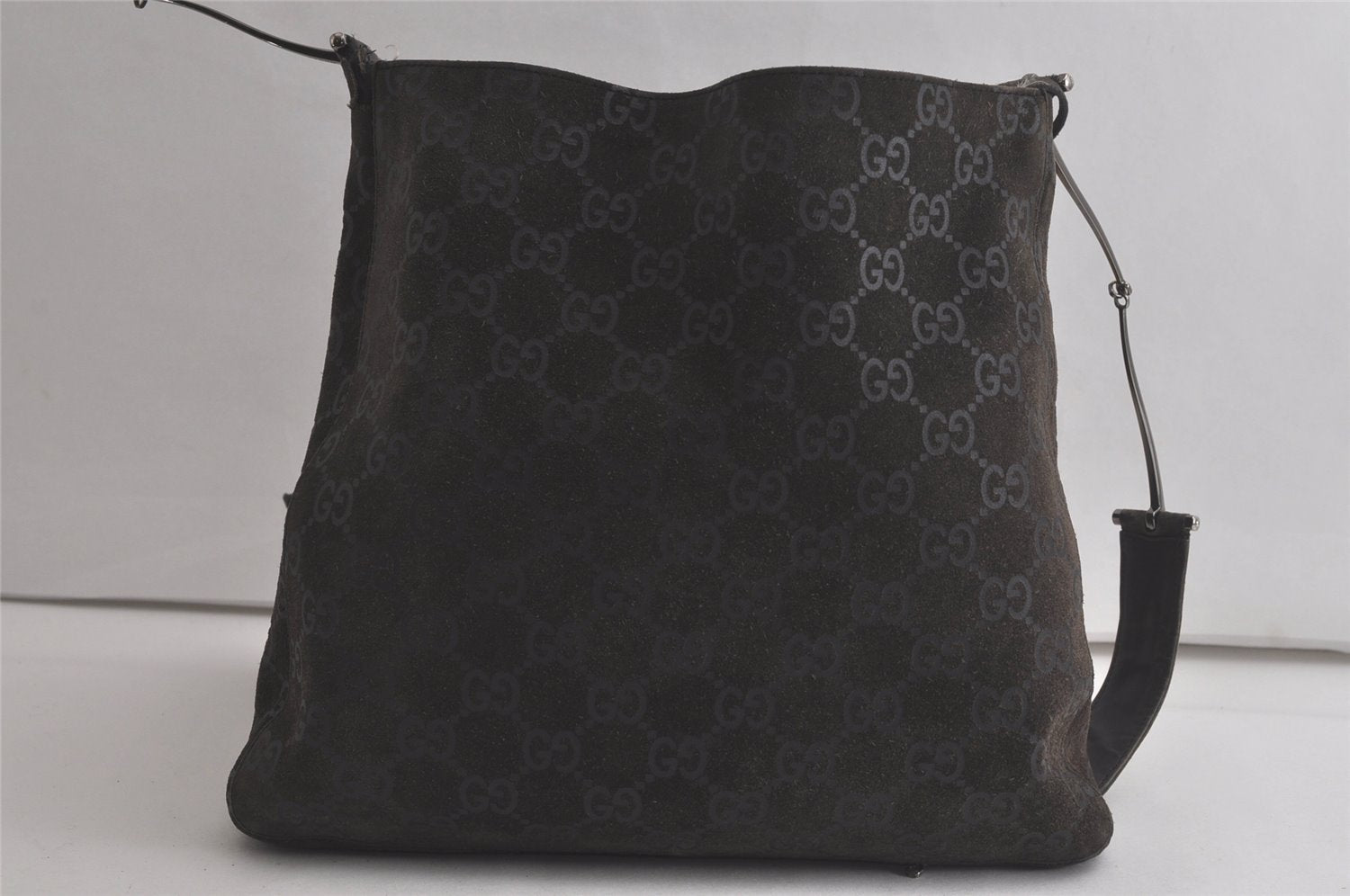 Authentic GUCCI Shoulder Hand Bag GG Suede Leather 0013181 Black Junk 5891K