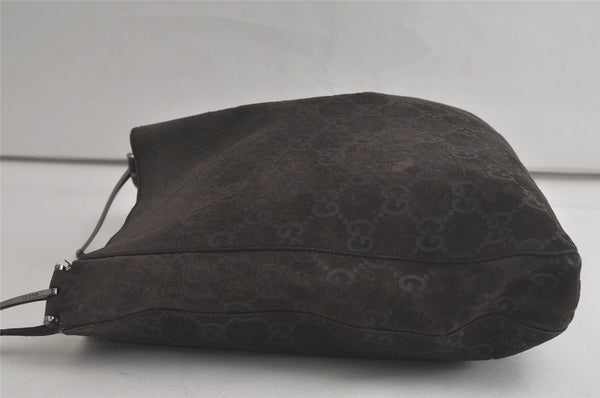 Authentic GUCCI Shoulder Hand Bag GG Suede Leather 0013181 Black Junk 5891K