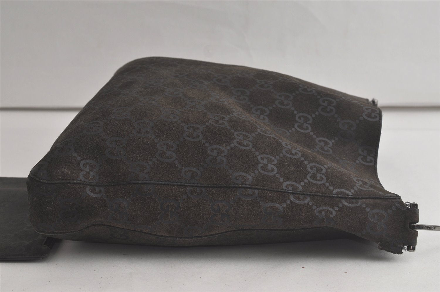 Authentic GUCCI Shoulder Hand Bag GG Suede Leather 0013181 Black Junk 5891K