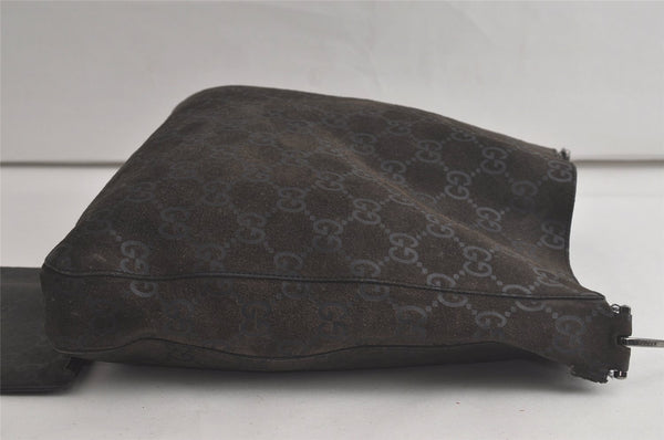 Authentic GUCCI Shoulder Hand Bag GG Suede Leather 0013181 Black Junk 5891K