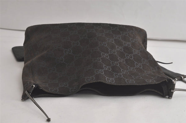 Authentic GUCCI Shoulder Hand Bag GG Suede Leather 0013181 Black Junk 5891K