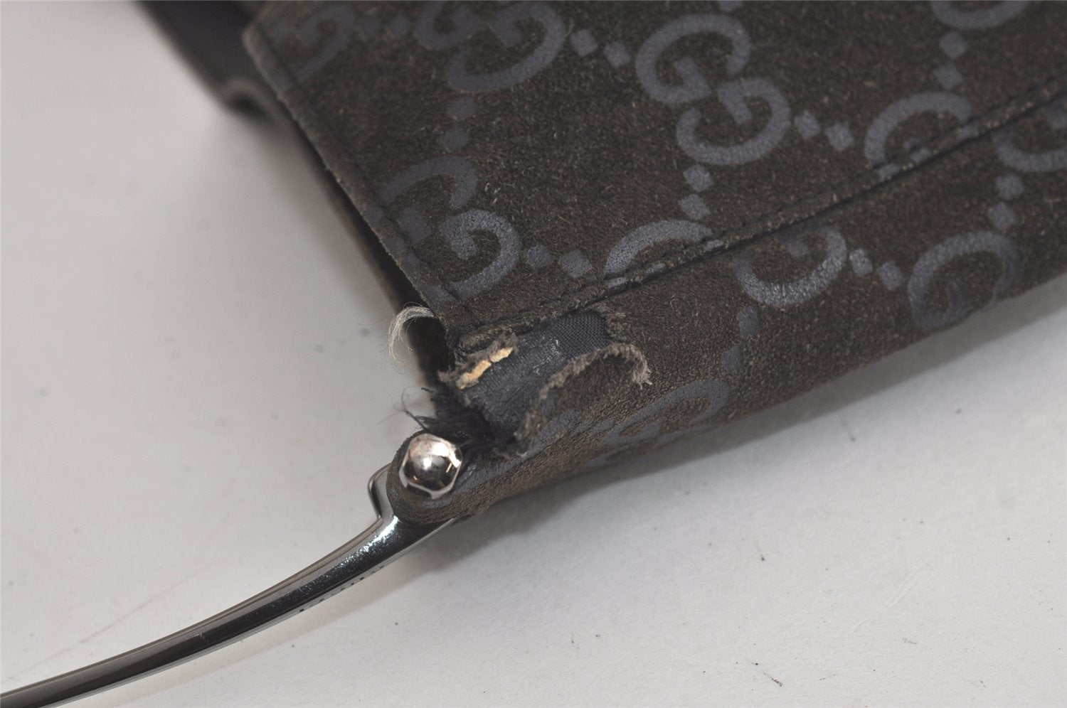 Authentic GUCCI Shoulder Hand Bag GG Suede Leather 0013181 Black Junk 5891K
