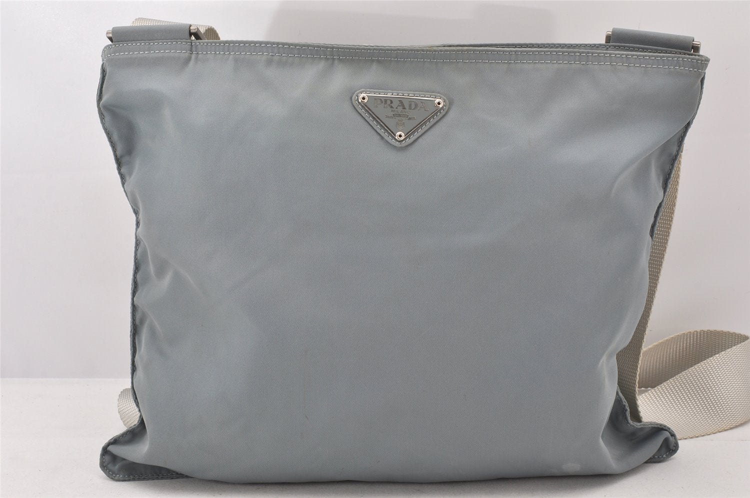 Authentic PRADA Nylon Tessuto Shoulder Cross Body Bag Purse Light Blue 5893K