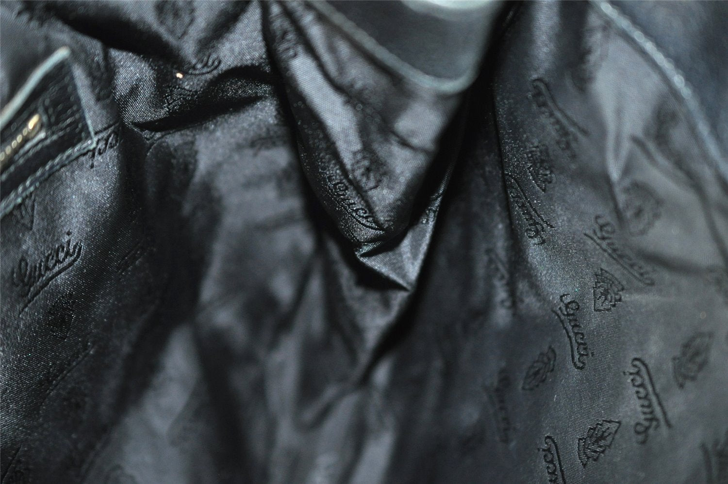 Authentic GUCCI Guccissima Charlotte Shoulder Bag GG Leather 203503 Black 5894I