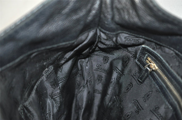 Authentic GUCCI Guccissima Charlotte Shoulder Bag GG Leather 203503 Black 5894I