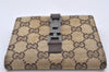 Authentic GUCCI Jackie Bifold Wallet Purse GG Canvas Leather 0354463 Brown 5895K