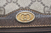 Authentic GUCCI Web Sherry Line Shoulder Bag GG PVC Leather Brown Junk 5896K