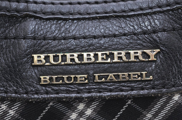 Authentic BURBERRY BLUE LABEL Check Shoulder Cross Bag Nylon Leather Black 5897K