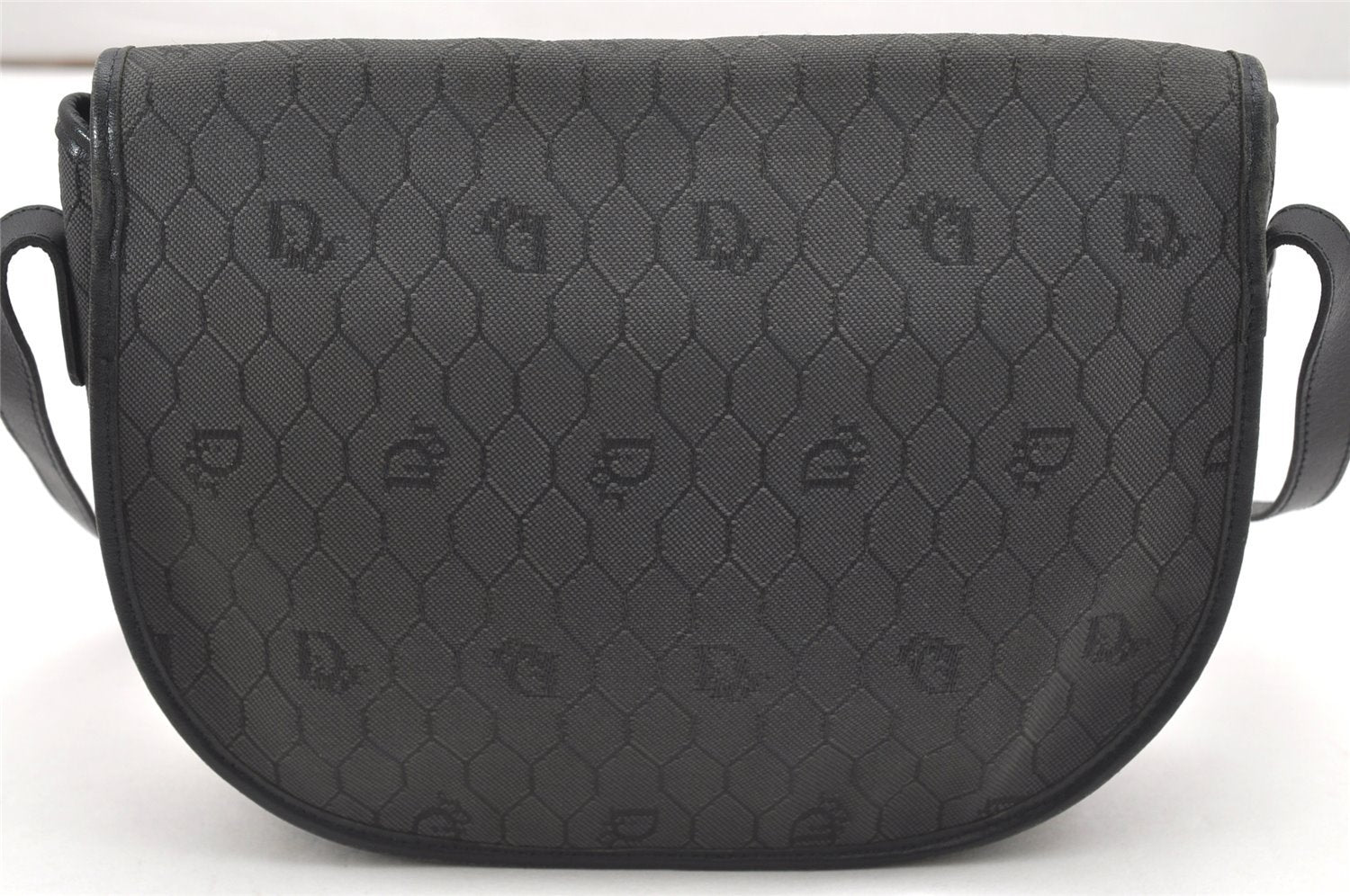 Authentic Christian Dior Honeycomb Shoulder Cross Bag Canvas Leather Gray 5899K