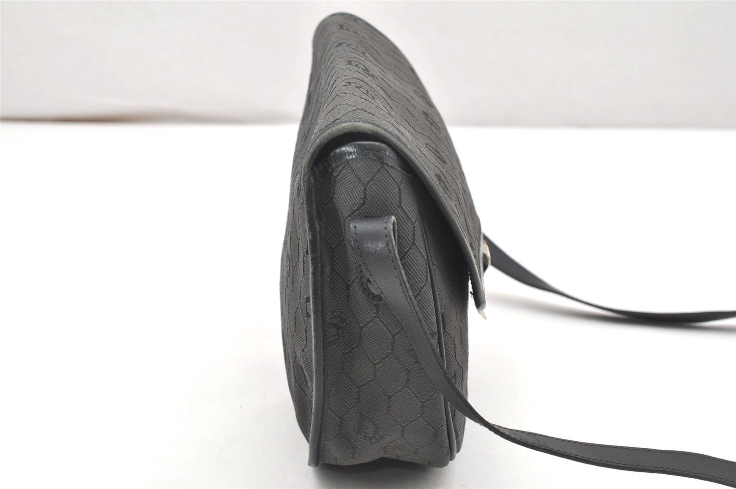 Authentic Christian Dior Honeycomb Shoulder Cross Bag Canvas Leather Gray 5899K