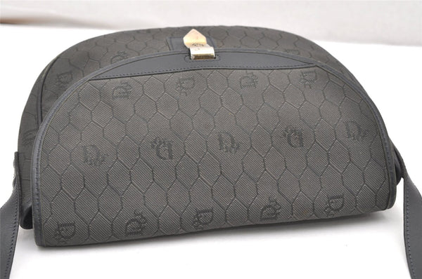 Authentic Christian Dior Honeycomb Shoulder Cross Bag Canvas Leather Gray 5899K