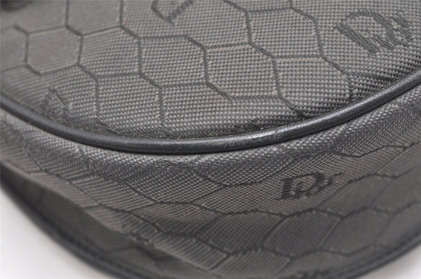 Authentic Christian Dior Honeycomb Shoulder Cross Bag Canvas Leather Gray 5899K