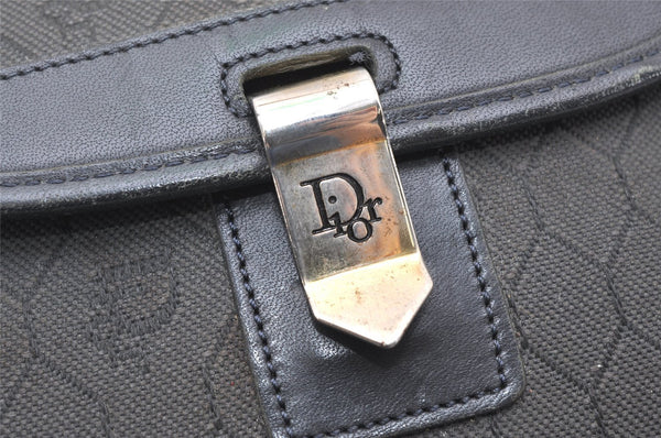 Authentic Christian Dior Honeycomb Shoulder Cross Bag Canvas Leather Gray 5899K