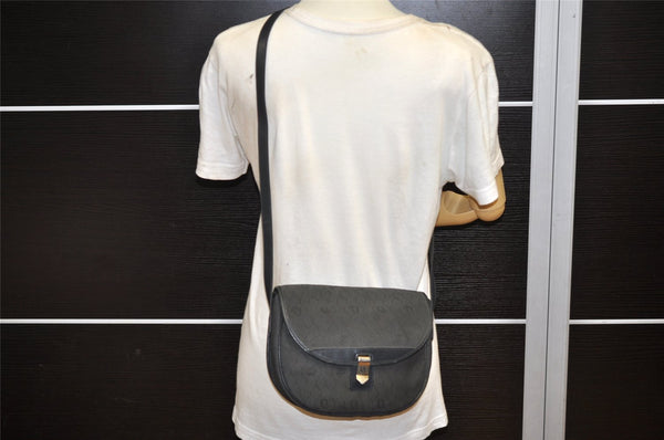 Authentic Christian Dior Honeycomb Shoulder Cross Bag Canvas Leather Gray 5899K