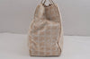 Authentic CHANEL New Travel Line Shoulder Tote Bag Nylon Leather Beige 5900J