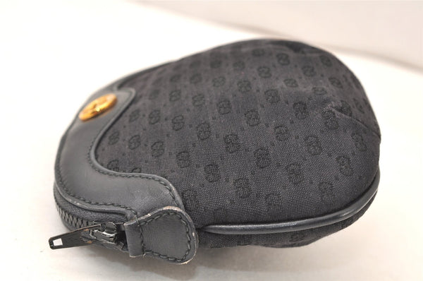 Authentic GUCCI Vintage Micro GG Canvas Leather Pouch Purse Black Junk 5900K